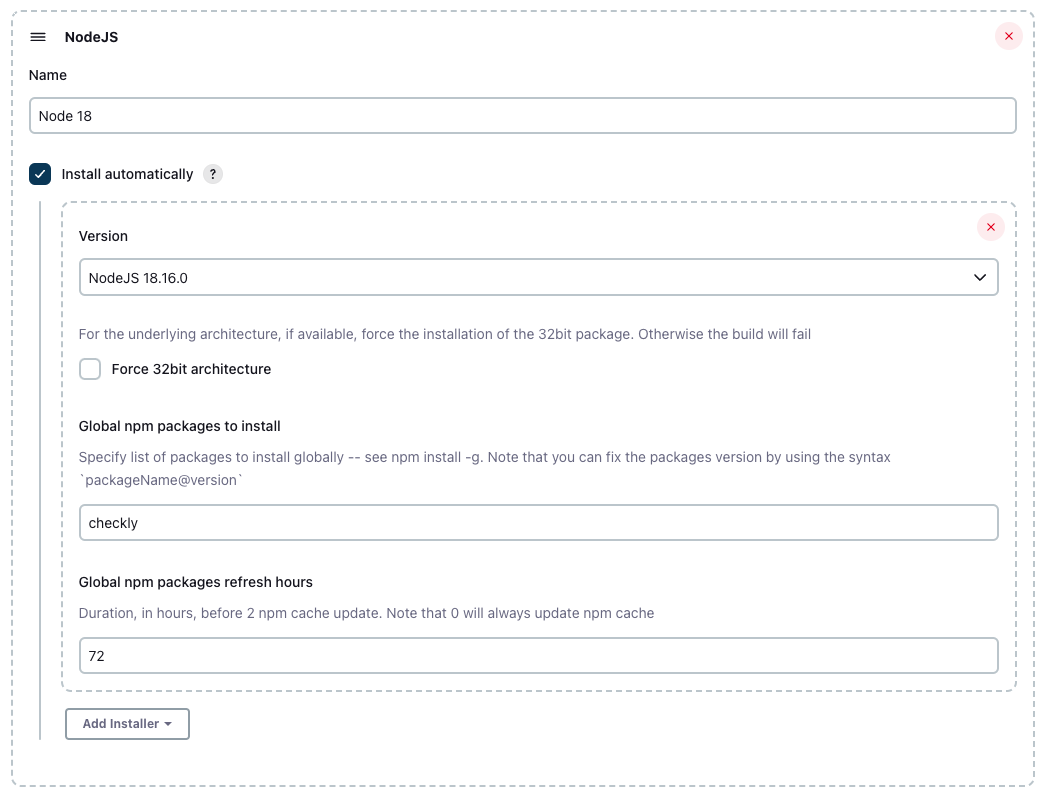 Jenkins Nodejs  config